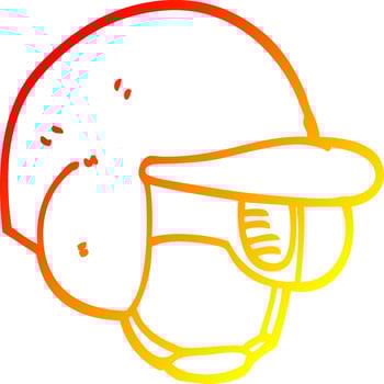 warm gradient line drawing cartoon baseball helmet vector