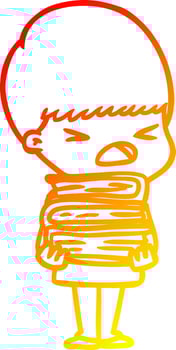 warm gradient line drawing cartoon stressed man vector