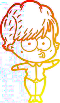 warm gradient line drawing cartoon woman vector