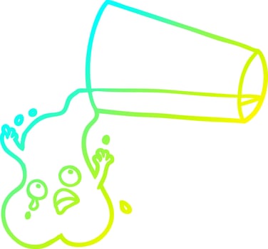 cold gradient line drawing pouring water cartoon vector