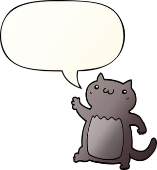 cartoon cat and speech bubble in smooth gradient style vector