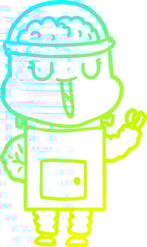 cold gradient line drawing happy cartoon robot vector