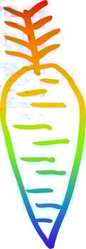 rainbow gradient line drawing cartoon root vegetable vector