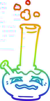 rainbow gradient line drawing cartoon bong vector