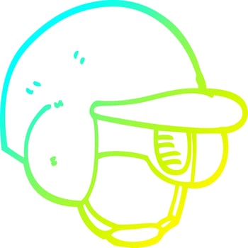 cold gradient line drawing cartoon baseball helmet vector