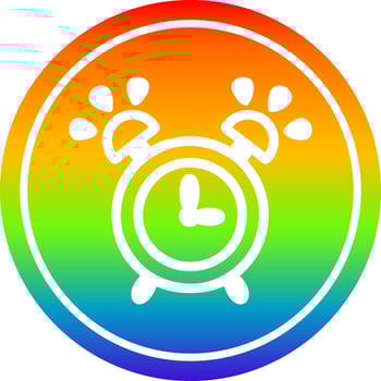 ringing alarm clock circular in rainbow spectrum vector