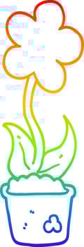 rainbow gradient line drawing cute cartoon flower vector