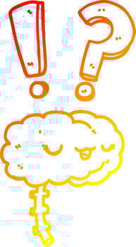 warm gradient line drawing cartoon curious brain vector