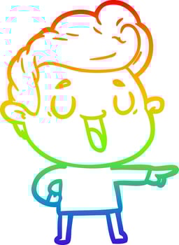rainbow gradient line drawing happy cartoon man vector