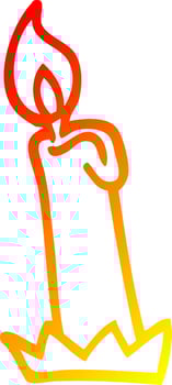 warm gradient line drawing cartoon birthday candle vector