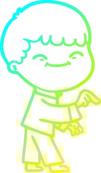 cold gradient line drawing cartoon happy boy vector