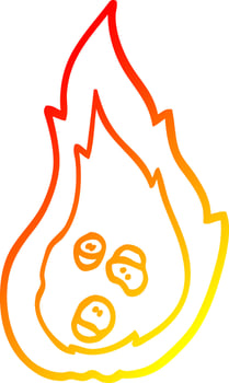 warm gradient line drawing cartoon burning coals vector