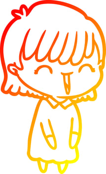 warm gradient line drawing cartoon woman vector