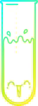 cold gradient line drawing cartoon happy test tube vector