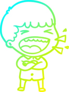 cold gradient line drawing cartoon laughing man vector