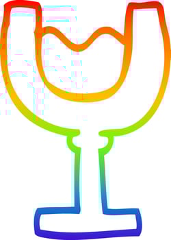 rainbow gradient line drawing cartoon glass of wine vector