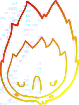 warm gradient line drawing cartoon unhappy flame vector