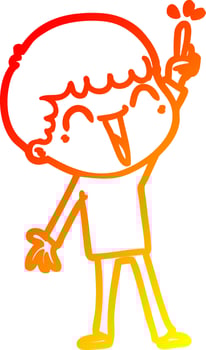 warm gradient line drawing cartoon happy man vector