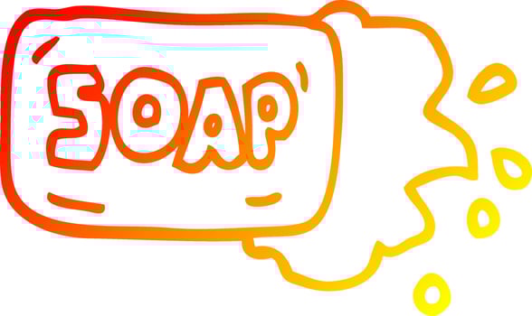 warm gradient line drawing cartoon bar of soap vector