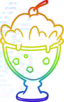 rainbow gradient line drawing tasty dessert vector