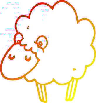 warm gradient line drawing cartoon sheep vector