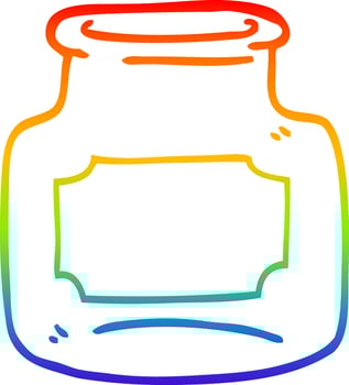 rainbow gradient line drawing cartoon empty jar vector