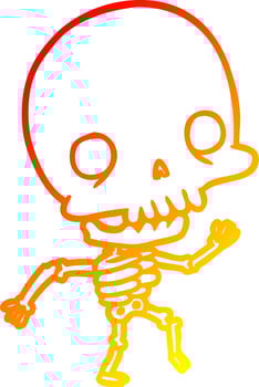warm gradient line drawing cute dancing skeleton vector