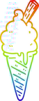 rainbow gradient line drawing cartoon ice cream vector
