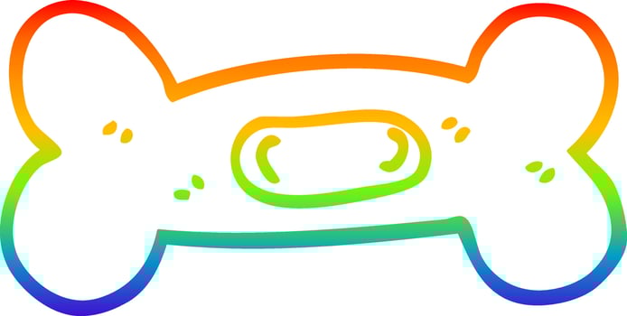 rainbow gradient line drawing cartoon pet bone vector