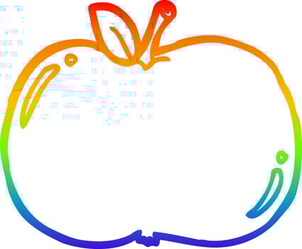 rainbow gradient line drawing cartoon apple vector