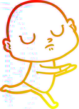 warm gradient line drawing cartoon bald man vector