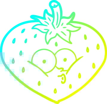 cold gradient line drawing cartoon strawberry vector