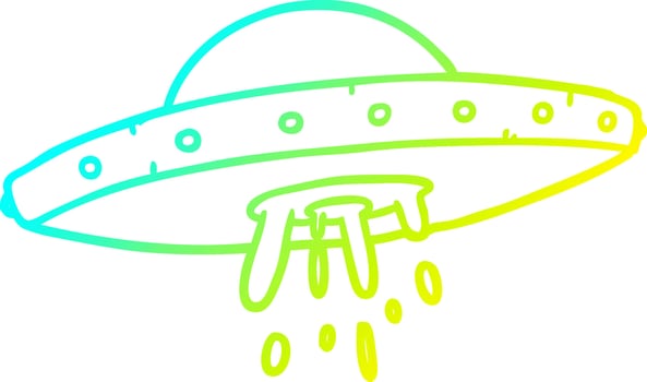 cold gradient line drawing flying UFO vector