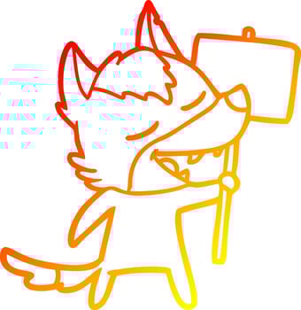 warm gradient line drawing cartoon wolf laughing vector