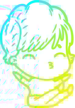 cold gradient line drawing cartoon woman thinking vector