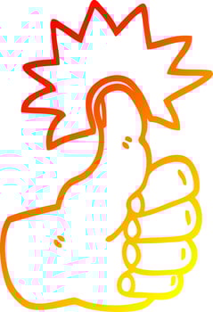 warm gradient line drawing cartoon thumbs up symbol vector