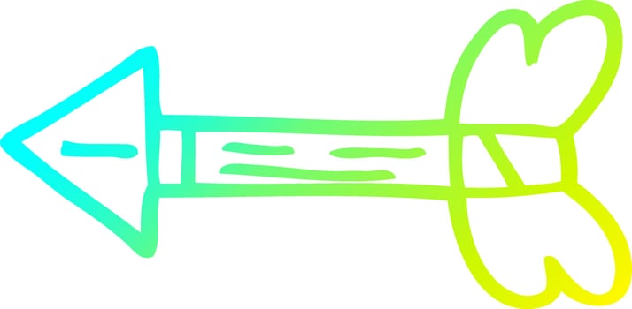 cold gradient line drawing cartoon arrow flying vector