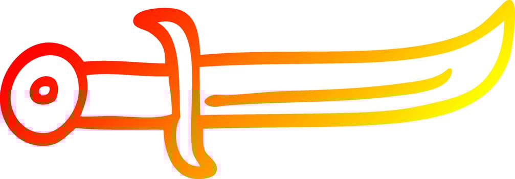warm gradient line drawing cartoon curved dagger vector