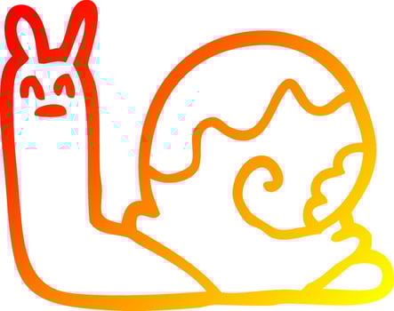 warm gradient line drawing cartoon snail vector