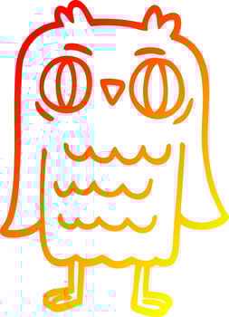 warm gradient line drawing cartoon owl vector