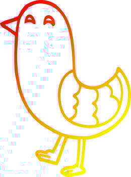 warm gradient line drawing cartoon red bird vector