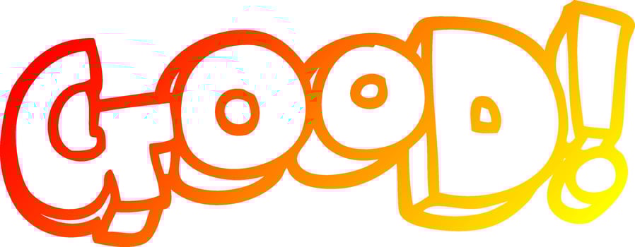 warm gradient line drawing cartoon word good vector