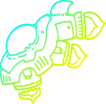 cold gradient line drawing cartoon space ship vector