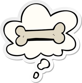 cartoon bone and thought bubble as a printed sticker vector