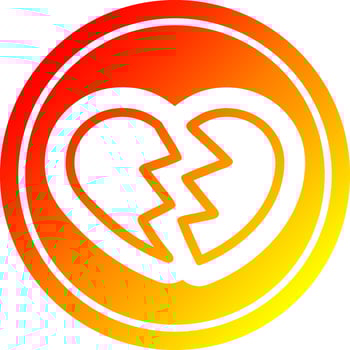 broken heart in hot gradient spectrum vector