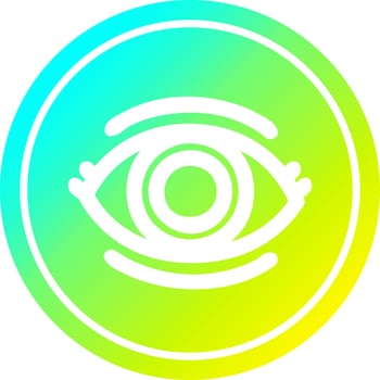 staring eye circular in cold gradient spectrum vector