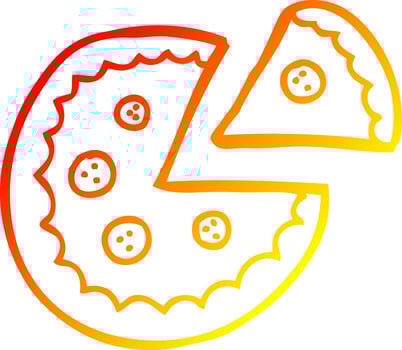 warm gradient line drawing cartoon pizza vector