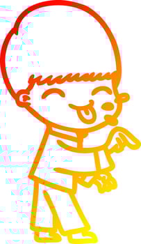 warm gradient line drawing cartoon boy vector