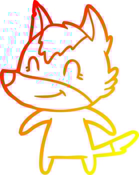 warm gradient line drawing friendly cartoon wolf vector