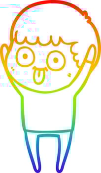 rainbow gradient line drawing cartoon man staring vector